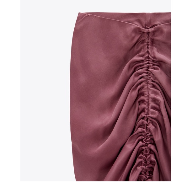 SATIN EFFECT DRAPED SKIRT - Picture 4 of 8